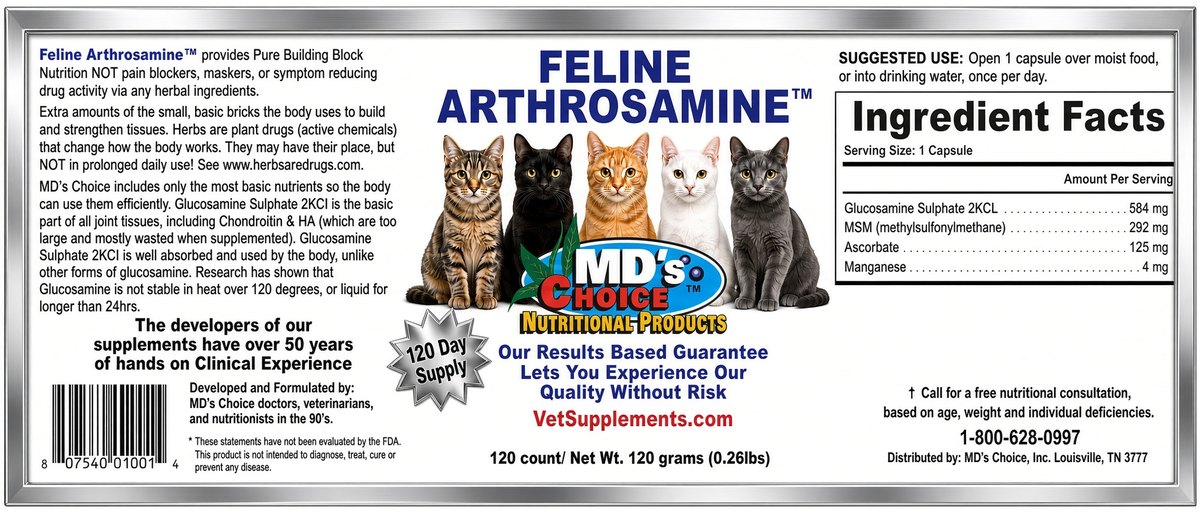 Feline Arthrosamine capsules draft label